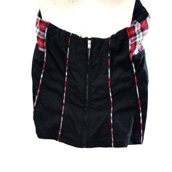 Tripp NYC Corset Halter Top Women's Plaid Red and Black Sz XL Y2K Zipper Goth - Picture 4 of 12